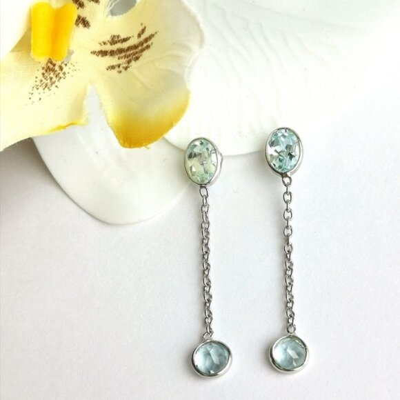 NWT Sterling Silver 925 blue topaz dangle earrings - Picture 7 of 7